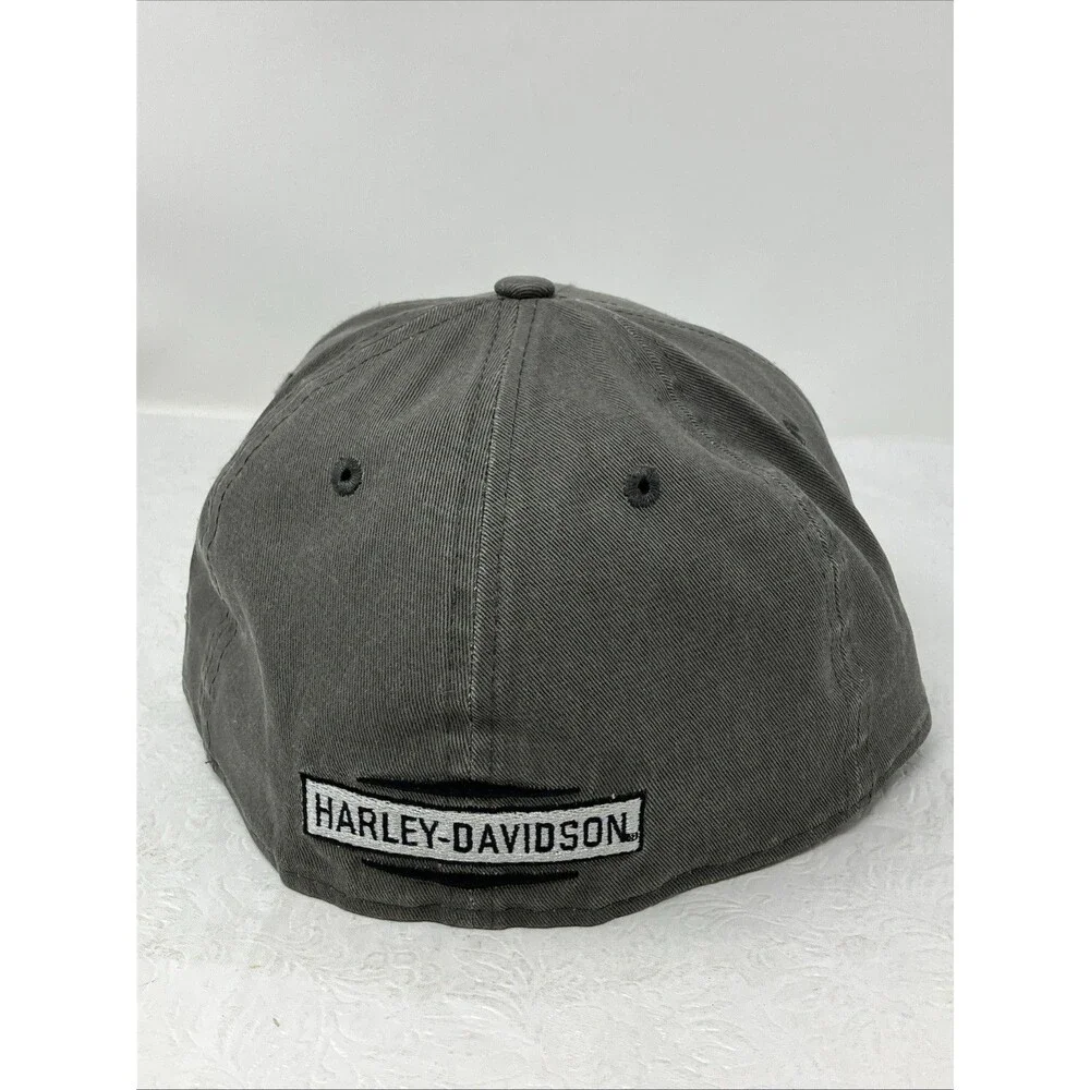 Harley Davidson New Era Hat Mens 7 1/4 Gray 59FIFTY Biker Motorcycle Cap Fitted